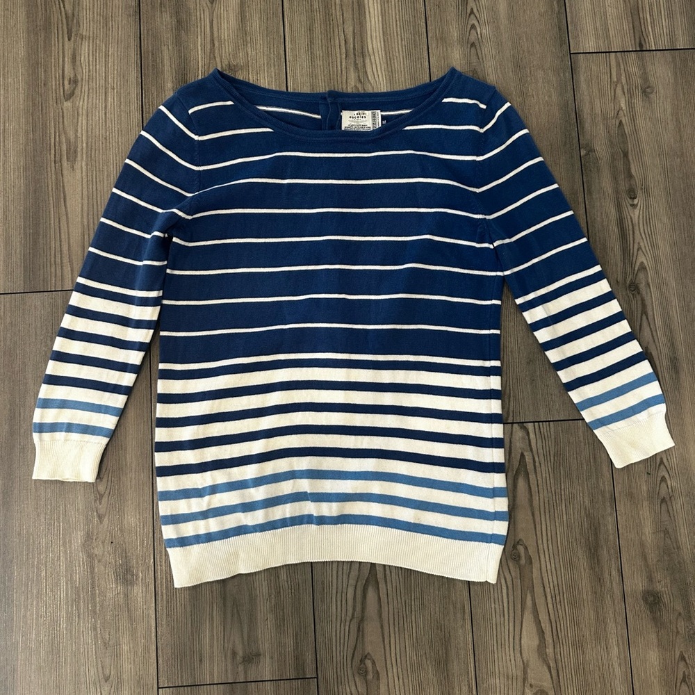 Striped Scoop Neck Sweater in Royal and White